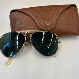 Ray-Ban Gold Frame Sunglasses with Brown Case